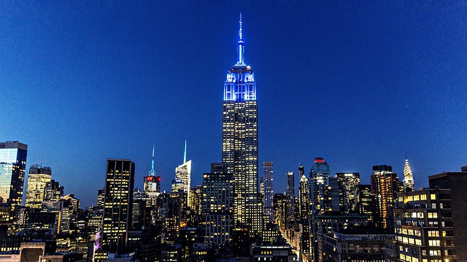 The Empire State Building Lights Up for Columbia Grads on May 21