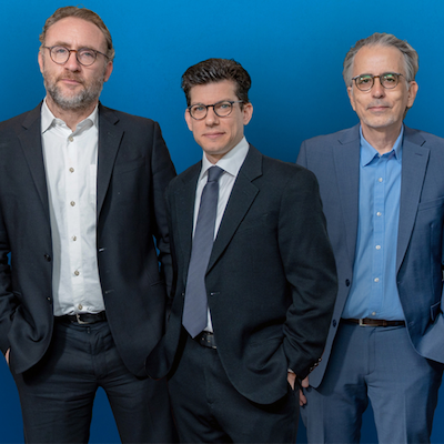 Sander Markx, Steven A. Kushner, and Joseph Gogos, the inaugural co-directors of the Stavros Niarchos Foundation (SNF) Center for Precision Psychiatry & Mental Health at Columbia University.