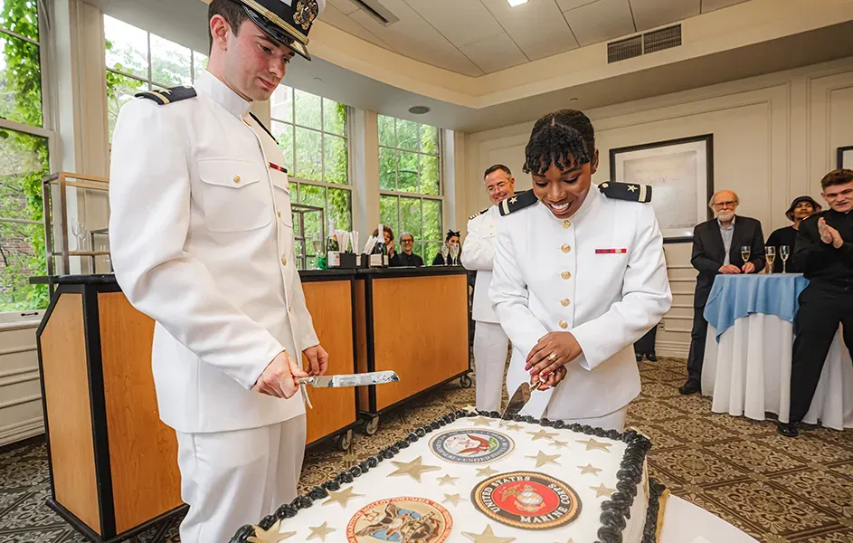 Cutting the Ceremonial Commissioning Cake