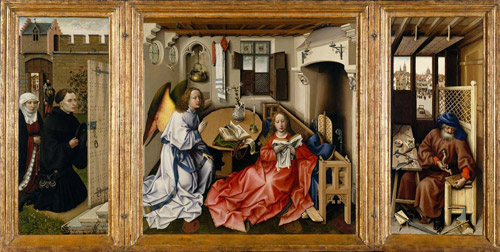 Robert Campin and Assistant, The Annunciation Triptych (detail)