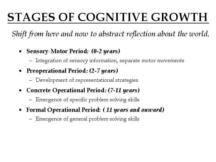 STAGES OF COGNITIVE GROWTH Shift from here and now to abstract ...