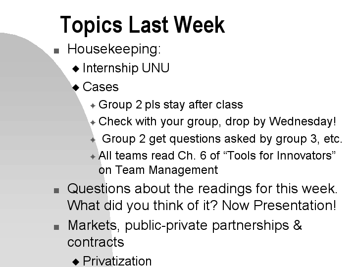 Topics Last Week