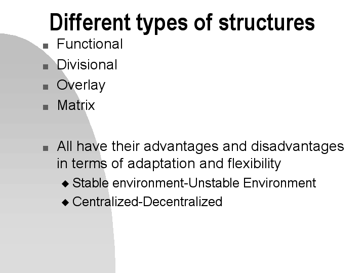 Different types of structures