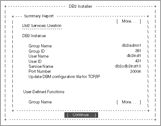 DB2 Installer Summary Report