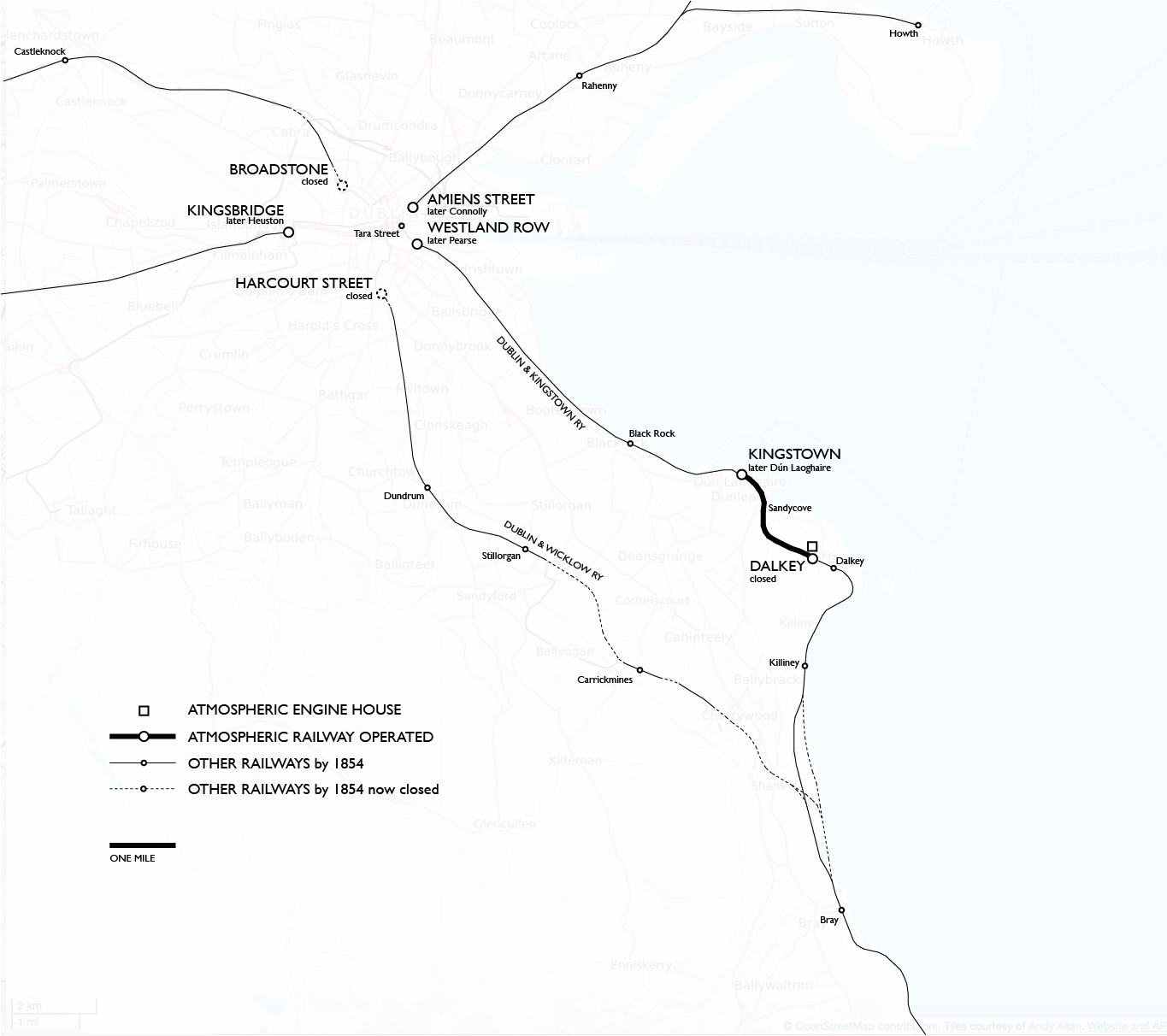 map from Dublin to Bray
