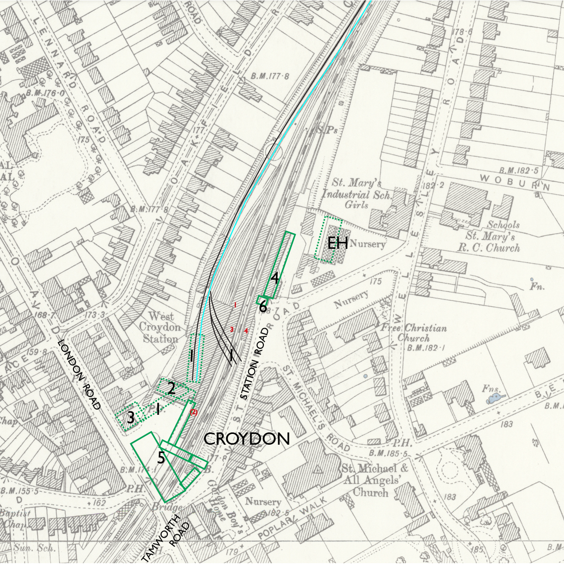 Croydon OS map