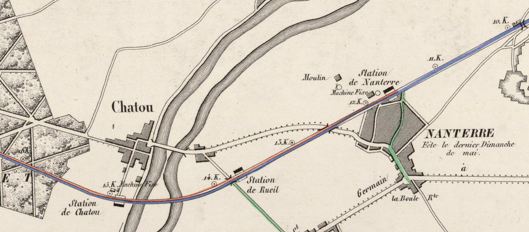 Map 1846 showing Nanterre and Chatou