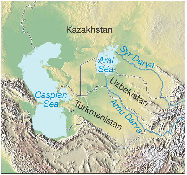 map of the aral sea